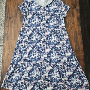 Northern Reflections Blue and Pink Floral Maxi Dress